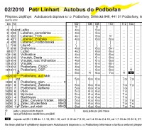 Výňatek z jízdního řádu Autobusu do Podbořan. Platí od 6.4.2010.