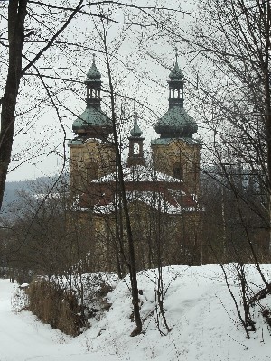 Skoky - Maria Stock, poutní kostel Navštívení Panny Marie ještě před útokem vandalů